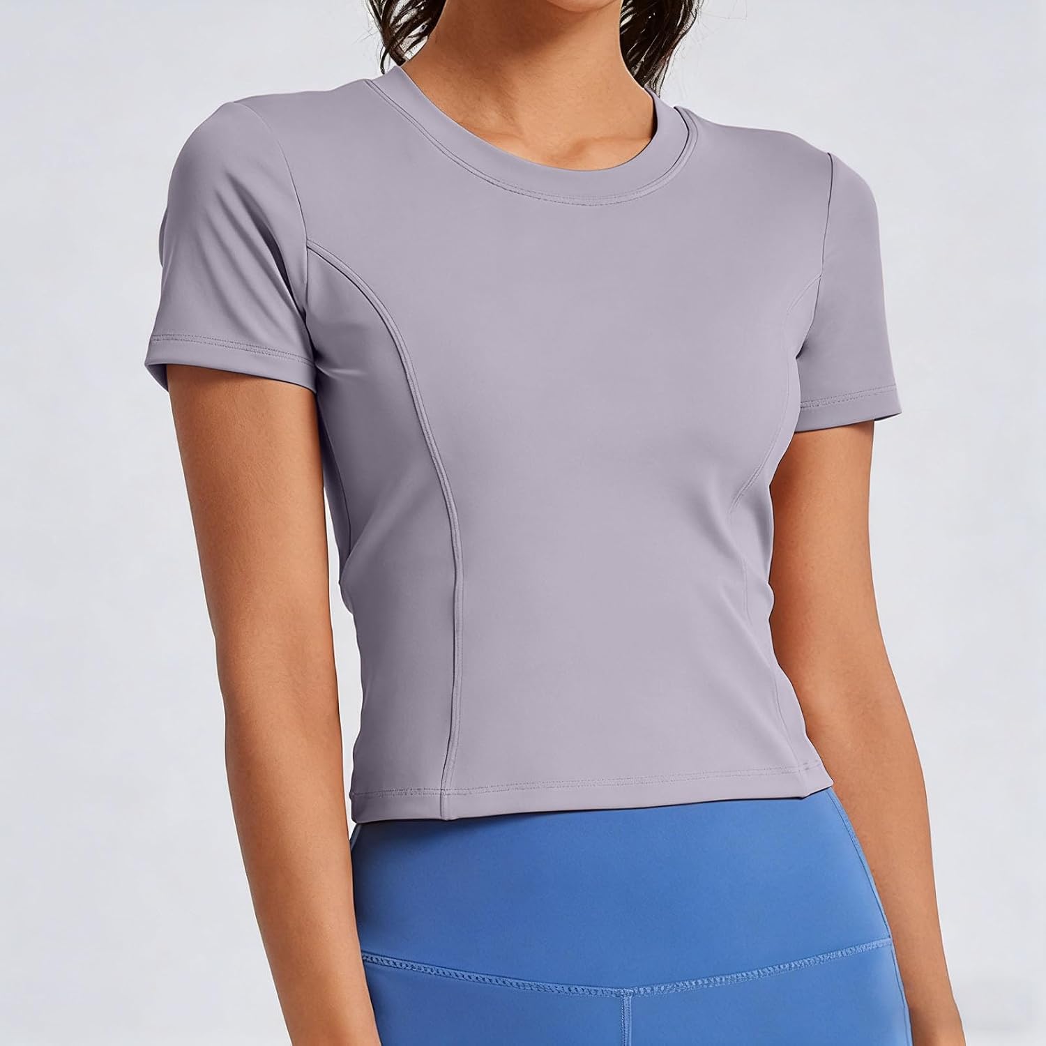 Workout Tops for Women Slim Fit Breathable Activewear Cool Quick Dry Gym Athletic Tee Crewneck Running Crop Top