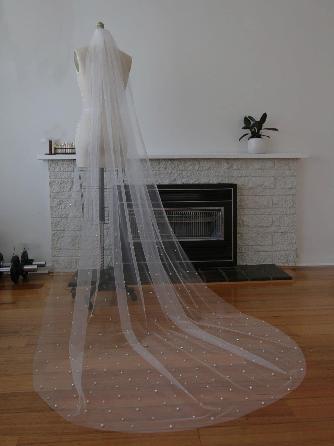 Veli da Sposa in Perle, 1 Strato, Velo da Sposa Morbido, Accessori da Sposa con Perline, Velo da cattedrale da 3 m, per Sposa, Avorio
