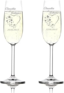 polar-effekt 2er Set Montana Sektgläser Hochzeitsgeschenk - Personalisiert mit Gravur - Namen Datum - Geschenk-Idee zur Ho...