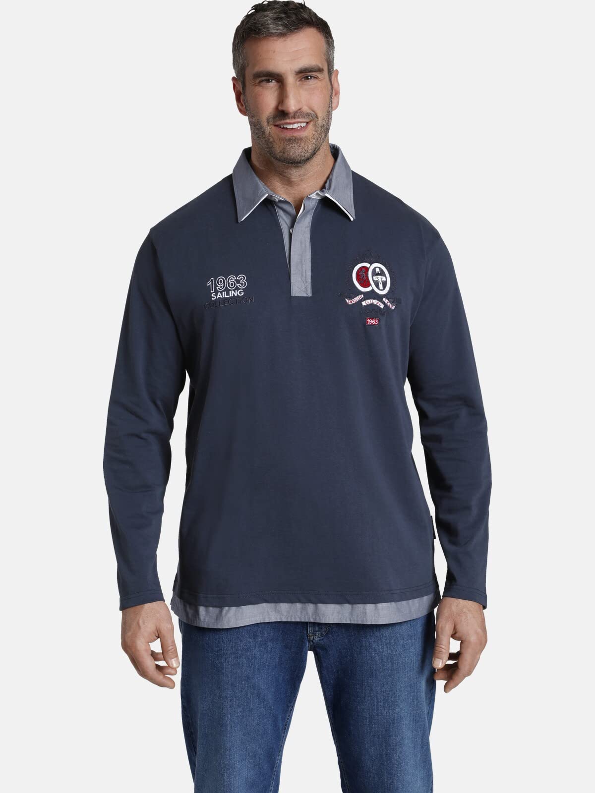 Jan Vanderstorm bluza męska fenno, niebieski, 6XL duże rozmiary