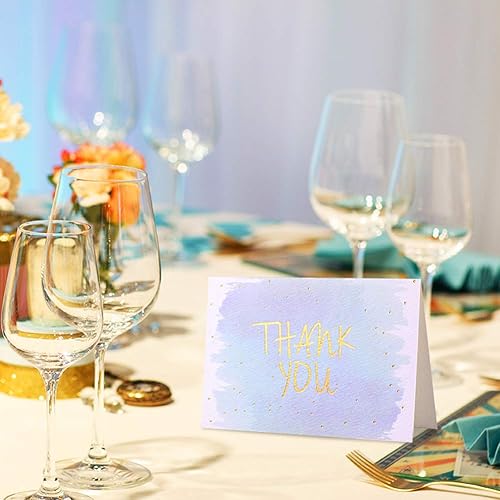 Miniatura 2 de Paquete de 48 tarjetas de agradecimiento, tarjetas de felicitación de acuarela con lámina dorada, notas para bodas, despedidas de soltera, fiestas,