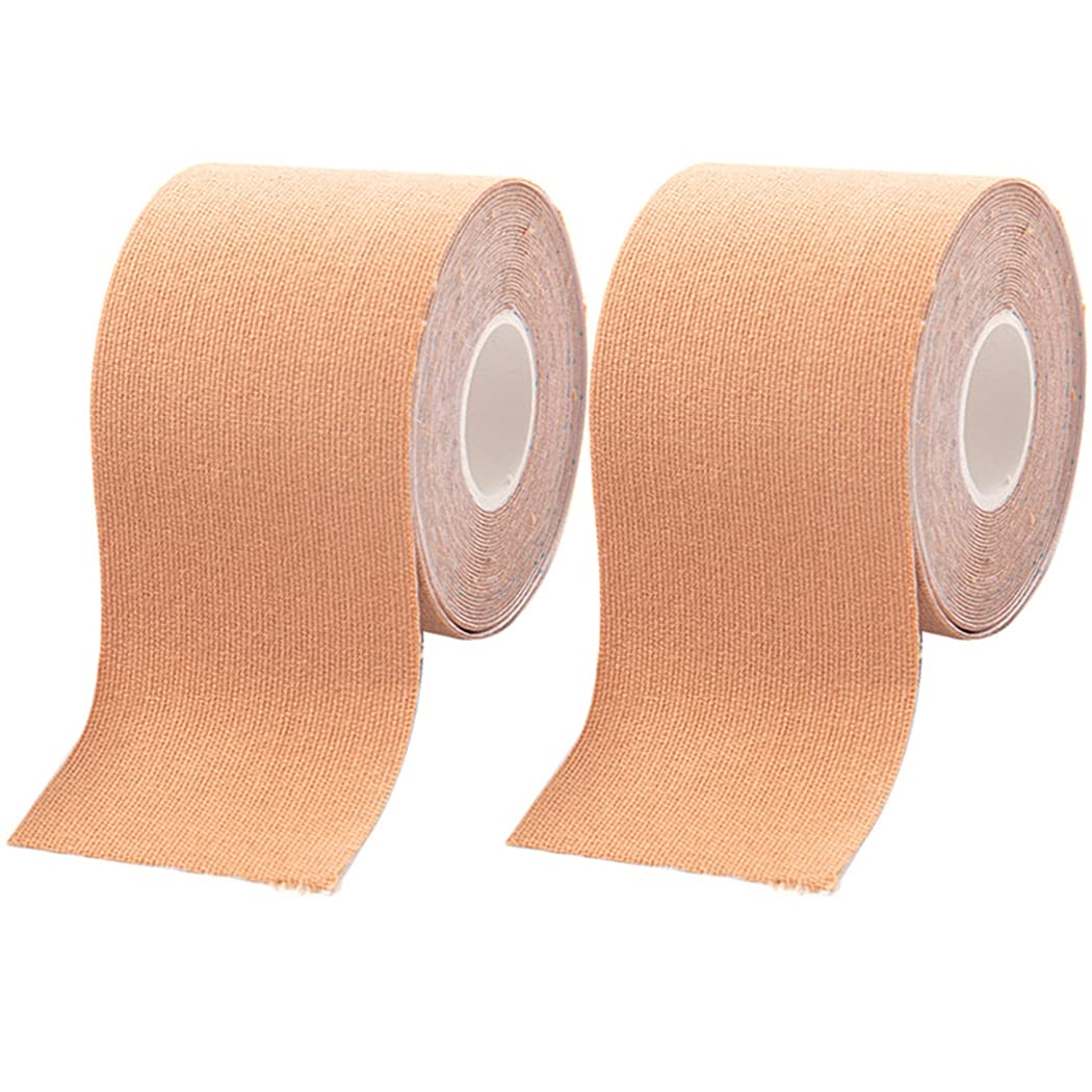 Breast Lift Tape Waterproof 2 Rolls Adhesive Strapless Cotton Cuttable Spandex Sticky Soft Breast Push up Tape Dress Multifunctional Versatile-image-3