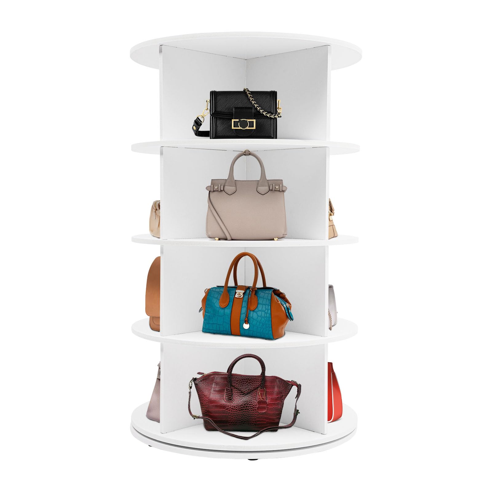 Drehbares Schuhregal mit 4 Ebenen, Freistehendes Schuhregal, Schuh-Organizer, Drehbares 360-Grad-Schuhregal, Aufbewahrung, rundes Karussell, Vertikale Handtasche, Drehbar, Schuhschrank-Organisation