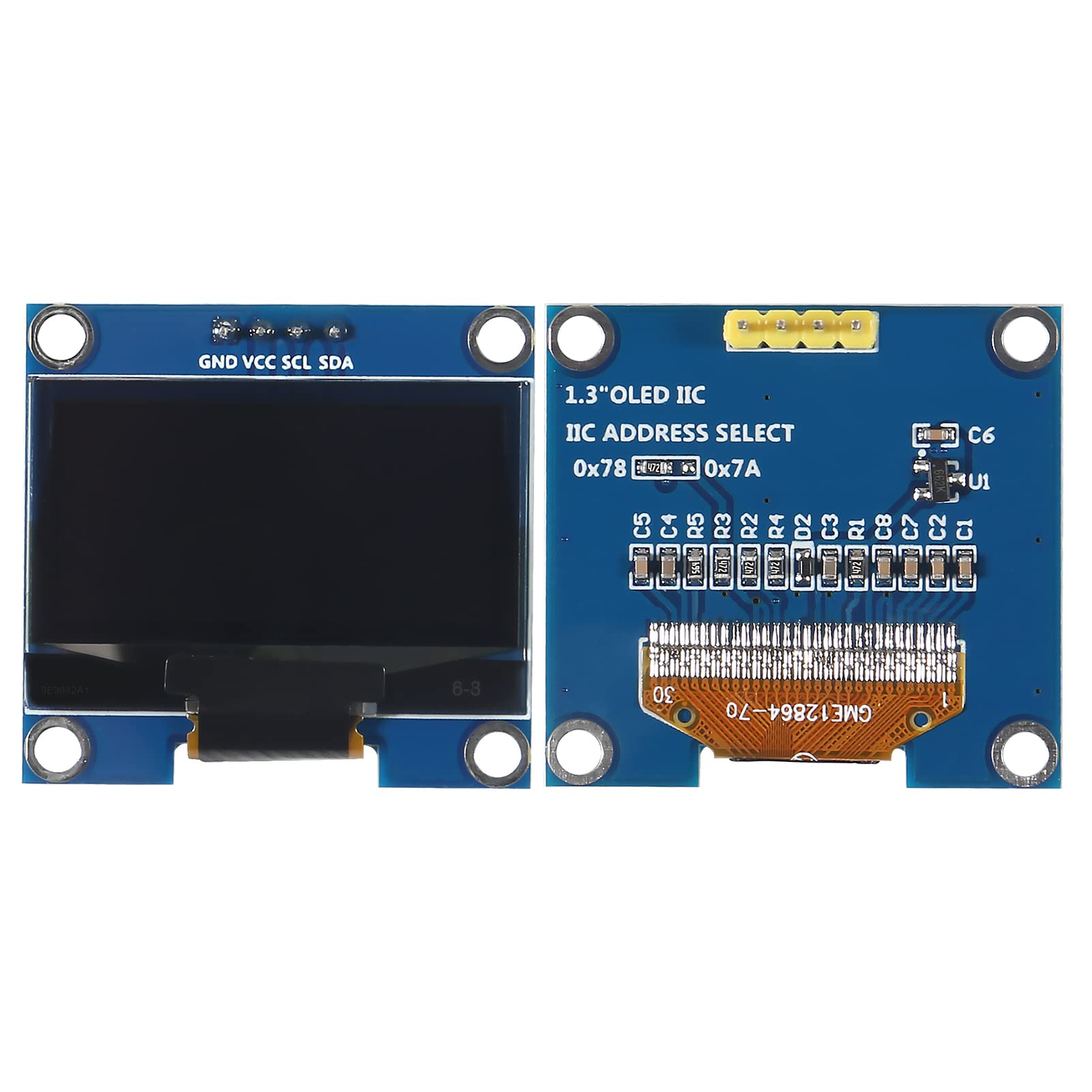 1.3 Inch OLED Display Module - 128x64 White SH1106 I2C Interface For Arduino & ESP32