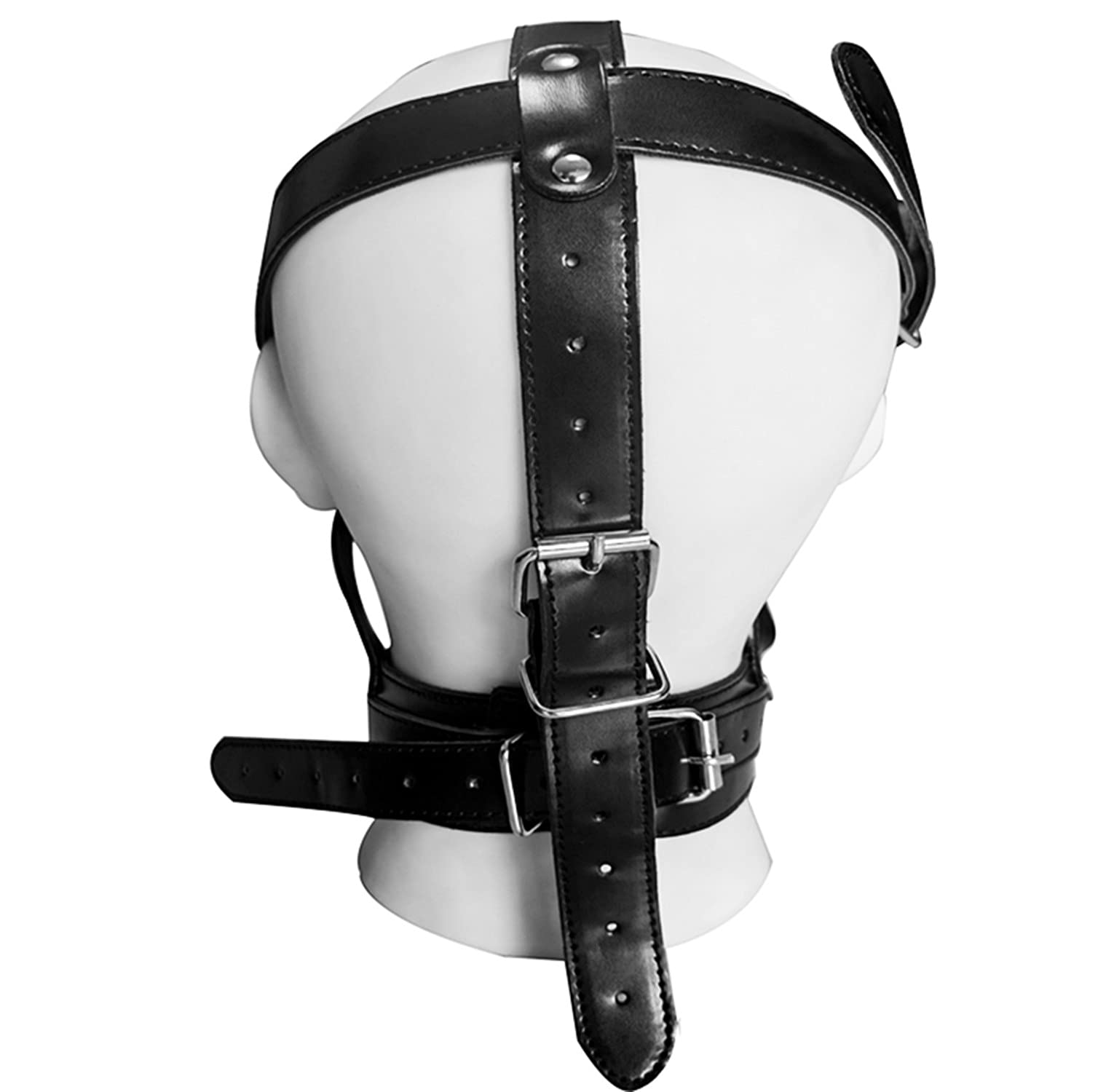MFMYEE Masque de Jouet Sexuel SM Réglable avec Gode Bouche Gags, Retenue de Capuche en Cuir, Convient aux Couples, aux Hommes et aux Femmes Fétiches, Carnaval Halloween