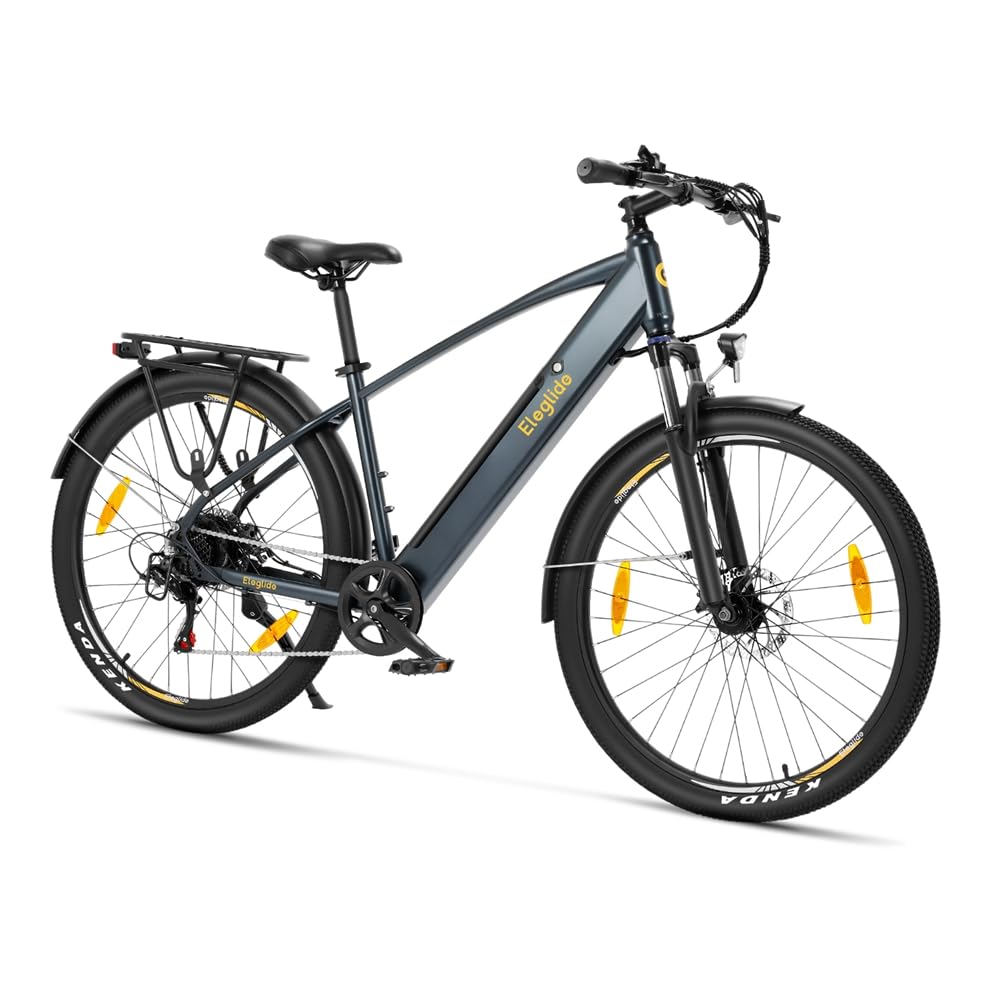 Eleglide Bicicletta elettrica, bicicletta elettrica T1, 27,5", da trekking, con batteria da 13 Ah, gamma lunga, 100 KM, motore da 250 W, Shimano a 7 ozze, per uomo e donna, freni a doppio disco