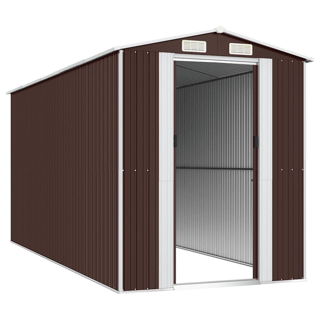 Générique Abri de Jardin Marron foncé 192x440x223 cm Acier galvanisé,Maison & Jardin,Pelouses & Jardins,Vie en extérieur,Structures extérieures,Cabanes & abris de Jardin,3147463