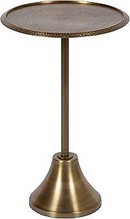 Kate and Laurel Sanzo Modern Round Pedestal Side Table, 15 x 15 x 24, Gold, Decorative End Table with Hammered Tabletop for Use as a Bedroom Nightstand or Living Room Accent