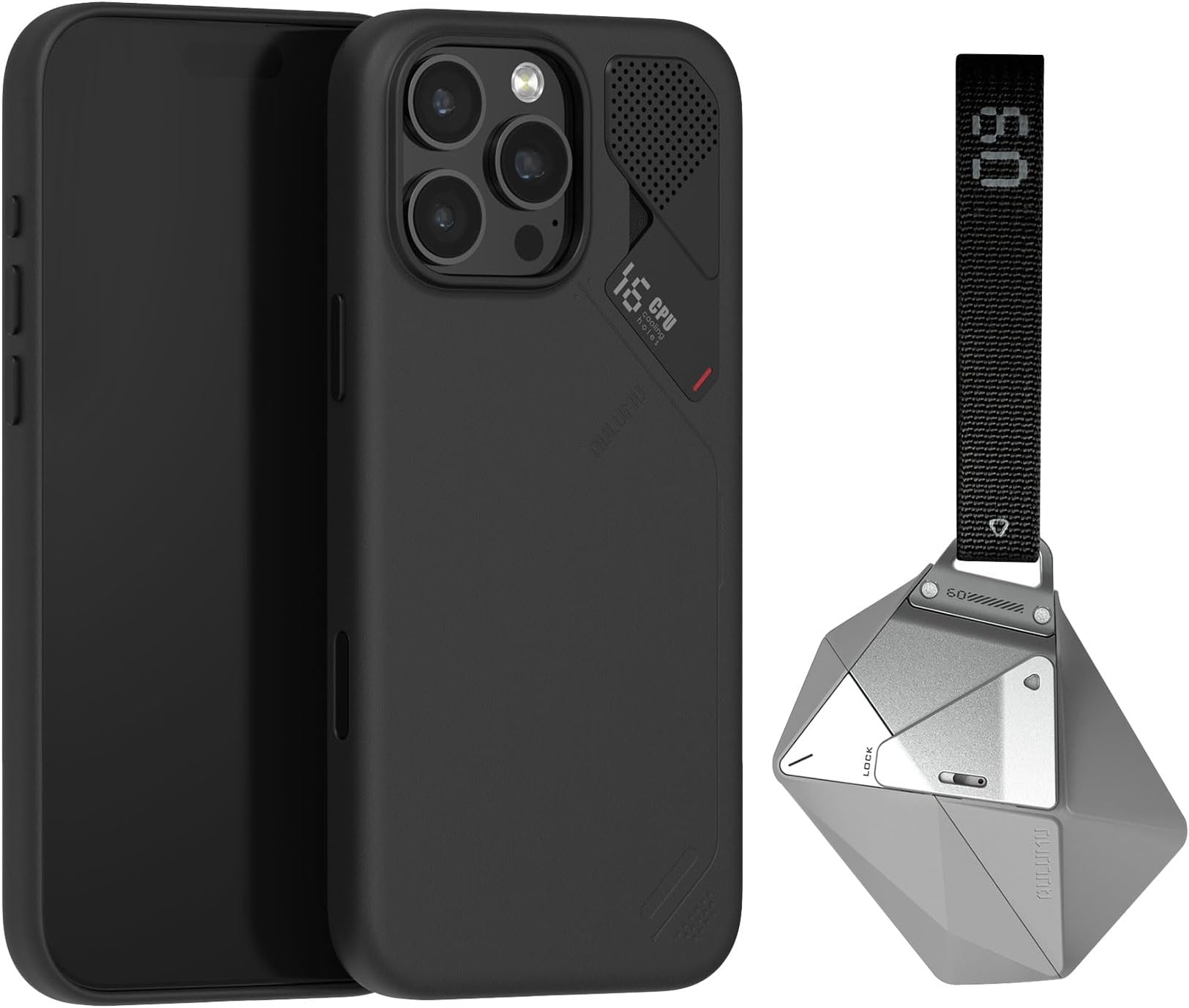 A16 Vegan Leather [Touch Black] for iPhone 16 Pro Max + A09 AirPods Pro Case [Gray] Smart Accessory Kit