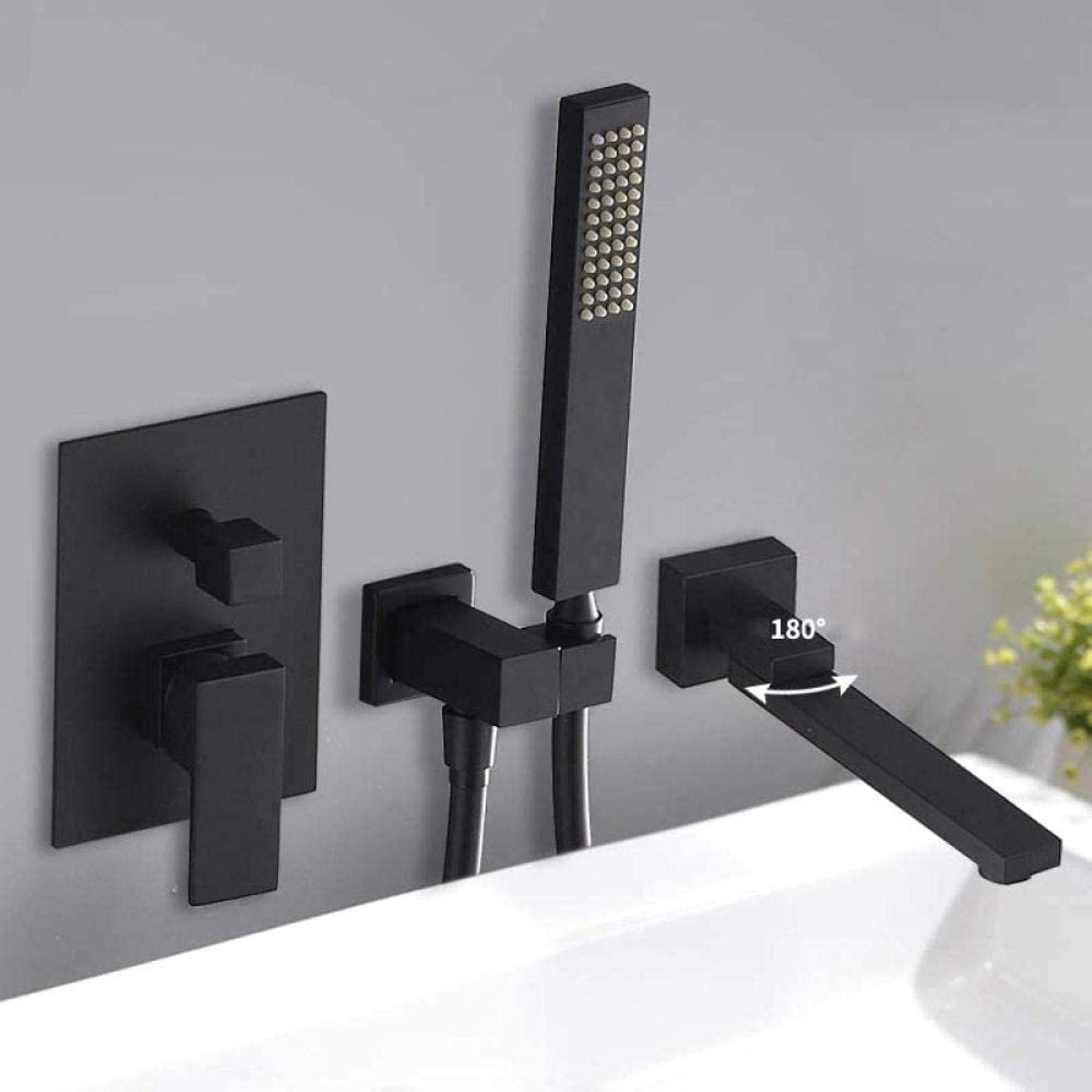 Robinet de baignoire rotatif 180 mitigeur eau chaude et froide encastré mural en laiton