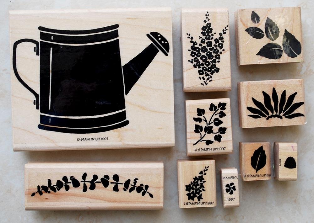 Stampin' Up! Definitely Decorative WILDFLOWERS - RETIRED - RARE - 1997 set of 10 wood mounted rubber stamps