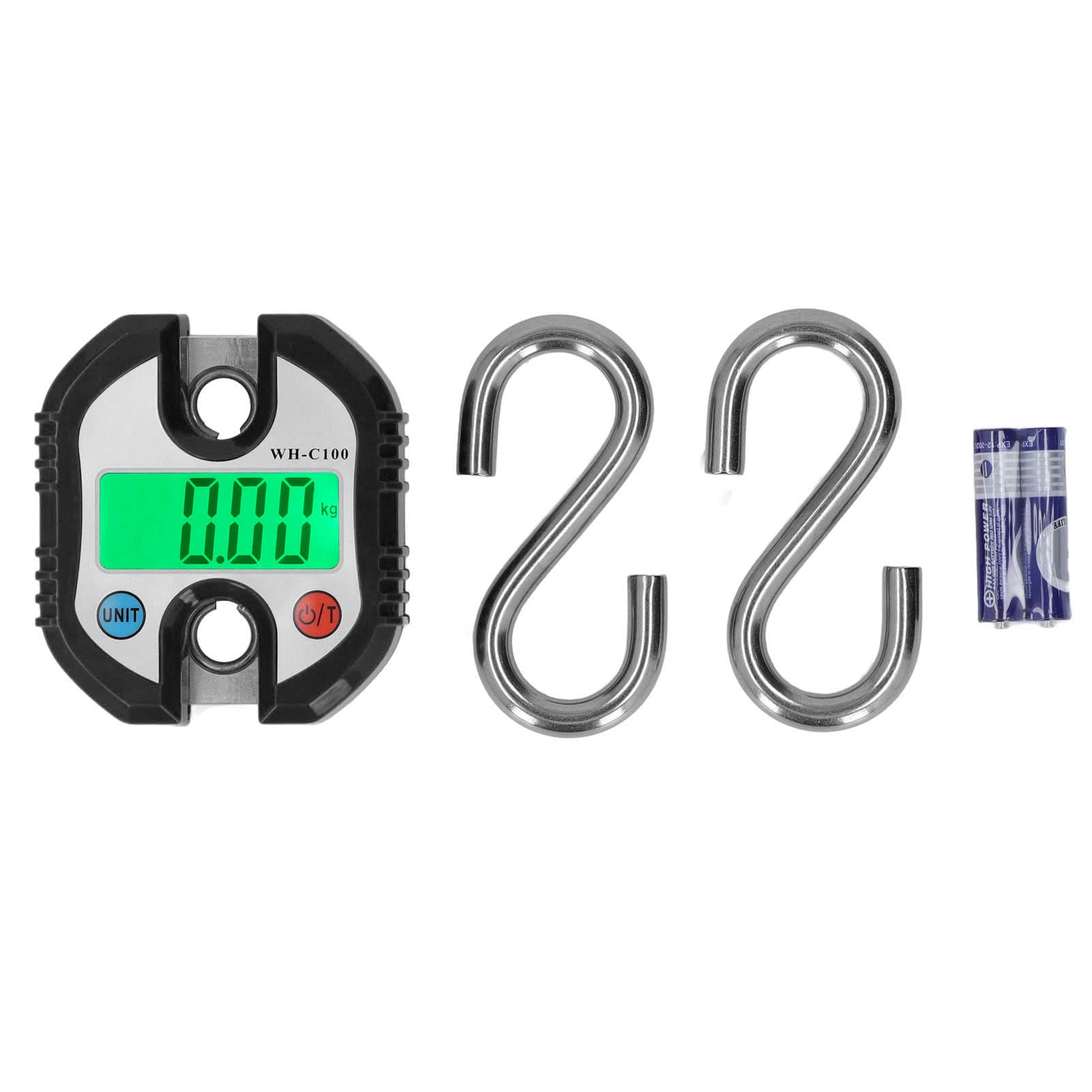 Báscula Colgante, Pantalla LCD Digital con Rango de Pesaje Dual de 0,2 a 150 Kg, Conversión Automática para Almacén, Equipaje, Pesca, Caza (Negro)