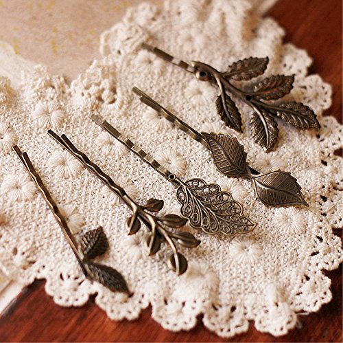 Yueton 10Pcs Vintage Bronze Mix Style Athena Olive Branch Leaf Hair Clip Leaves Barrettes Bobby Pin Bride Headwear Edge Clip Clamps #TOP5