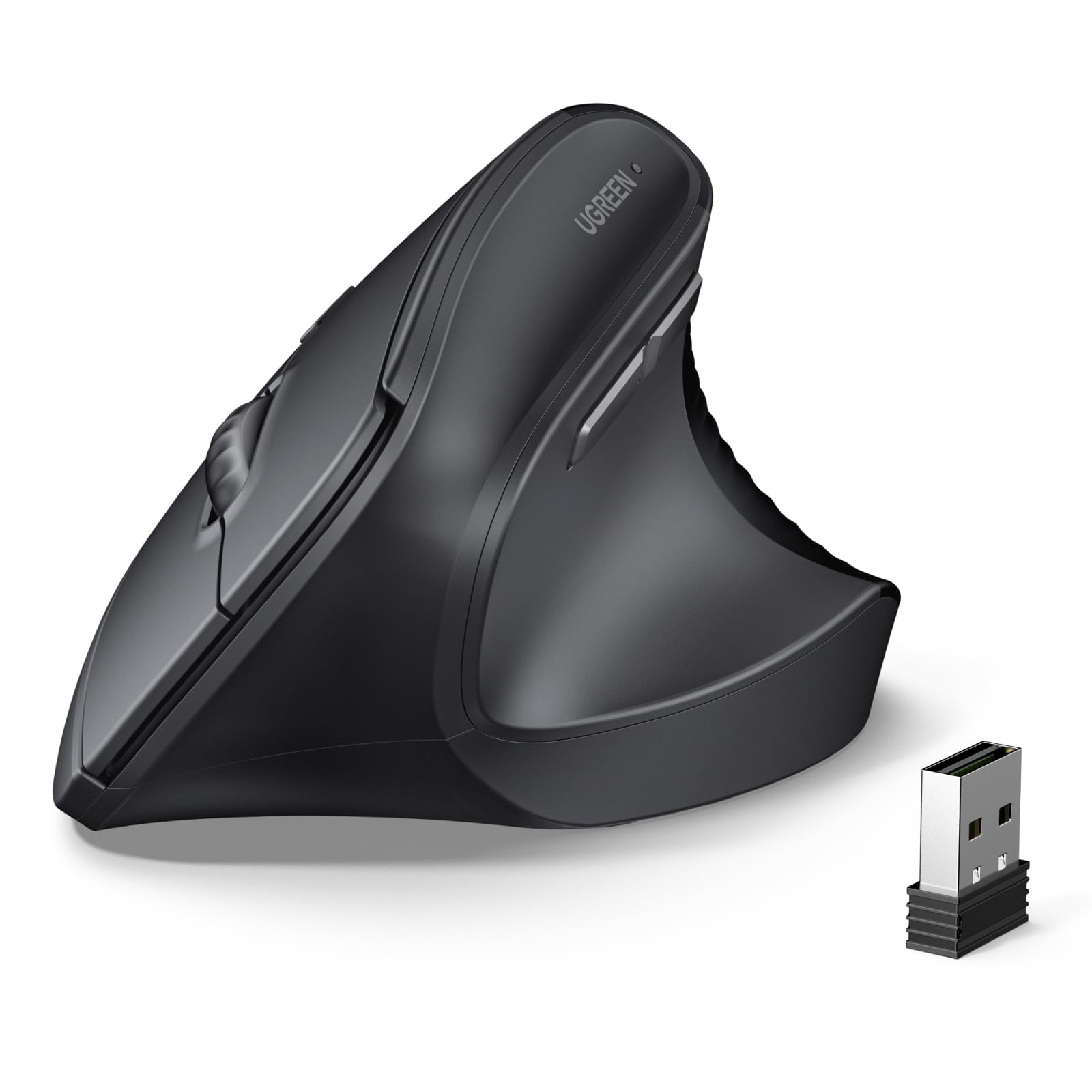 UGREEN Vertical Ergonomic Mouse, 4000 DPI Wireless Mouse Bluetooth & 2.4GHZ USB Receiver, 4 Adjustable DPI 1000/1600/2000/4000, Compatible Windows/MacOS/Linux/Chrome/Android, for MacBook, PC, Tablet Upgrade Black