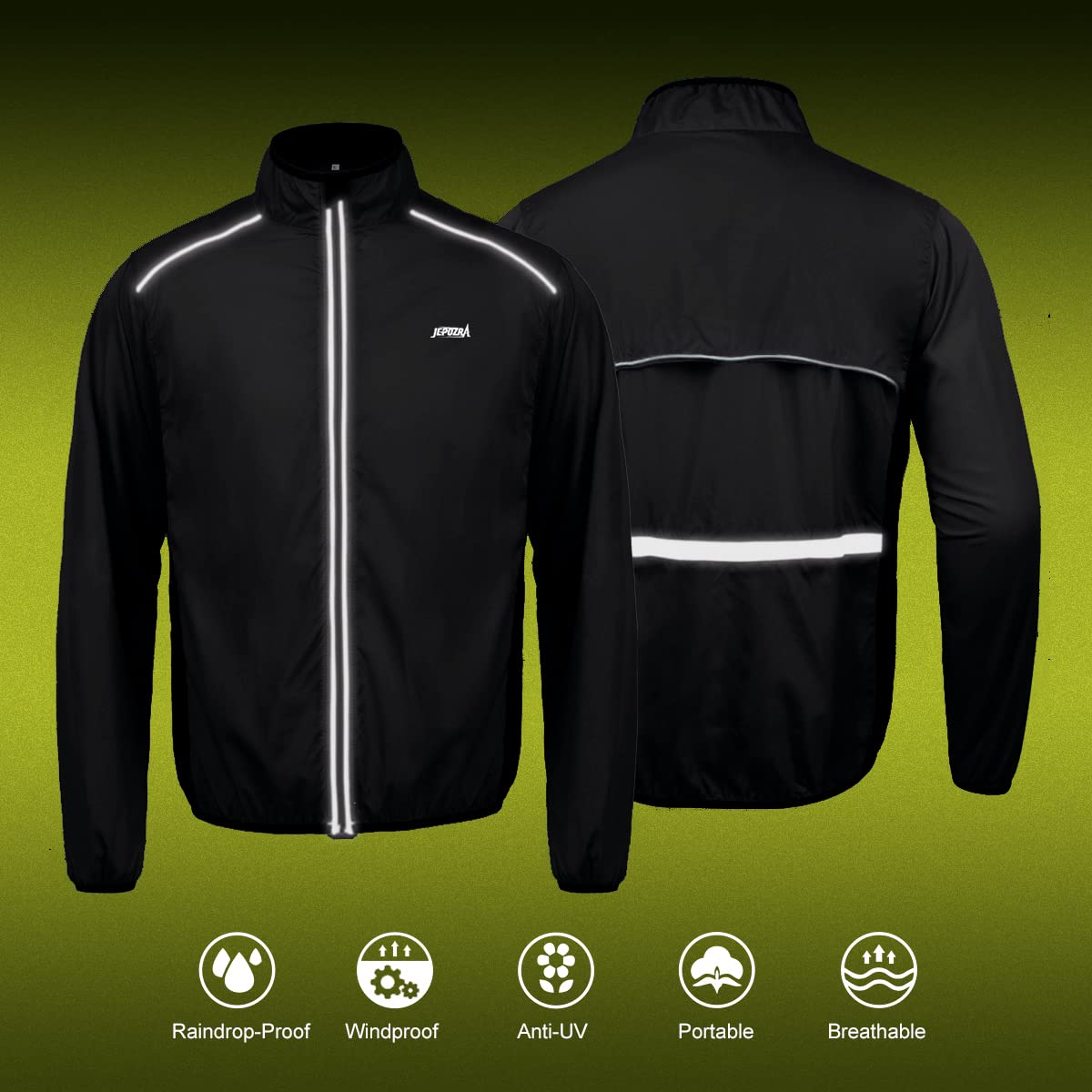 Veste Cyclisme Hommes Respirant Impermeable Protection UV Haute Visibilité Long Manches