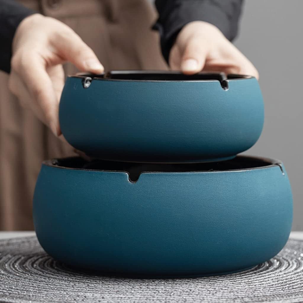 Portacenere Posacenere Da Tavolo Posacenere Da Tavolo Per Fumatori Con Decorazione In Ceramica Scanalata Di Grande Capacità Posacenere Portatile(Black,1500ml)