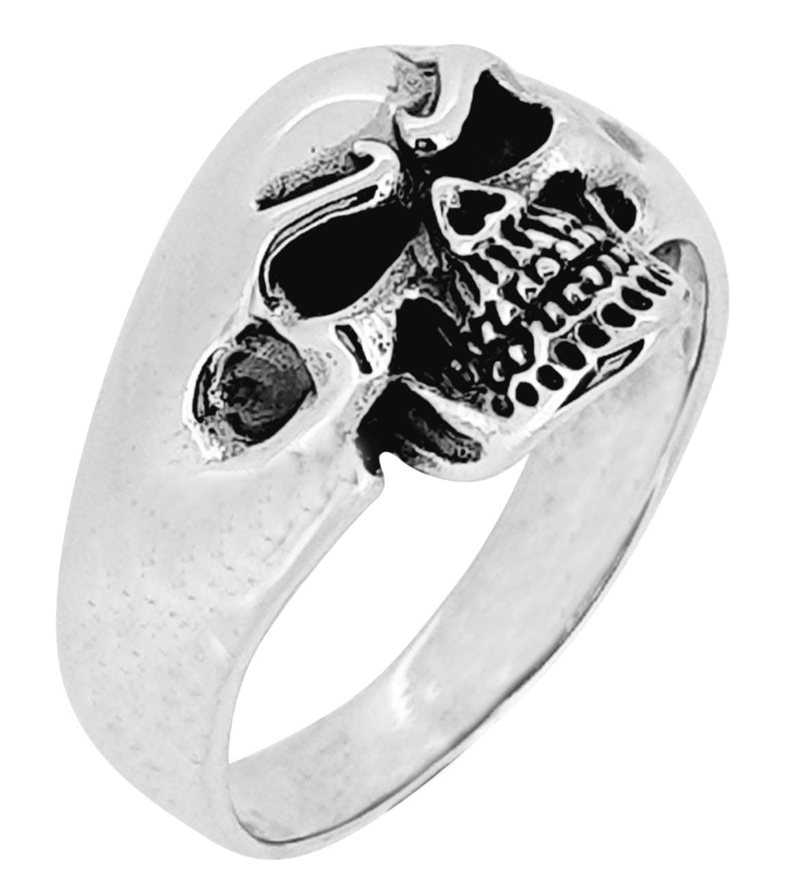 Treasure Bay Anillo de plata de ley 925 con diseño de calavera punk para hombre