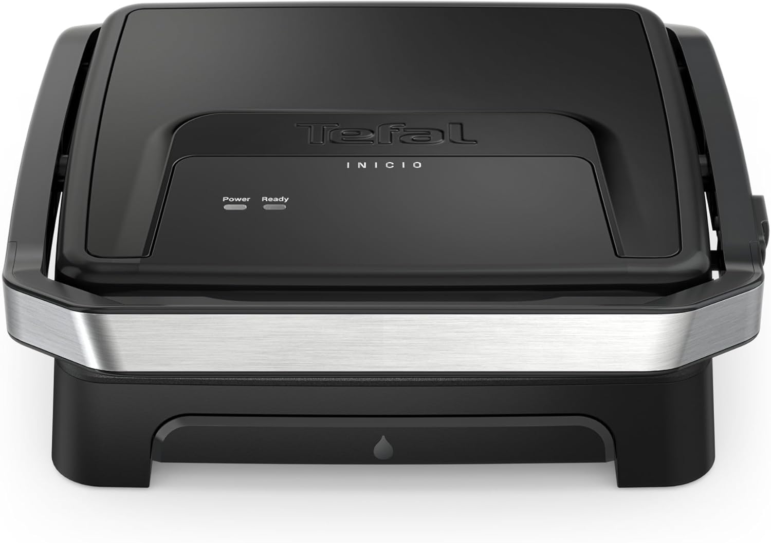 Tefal Inicio Classic Contact Grill open with four paninis cooking.