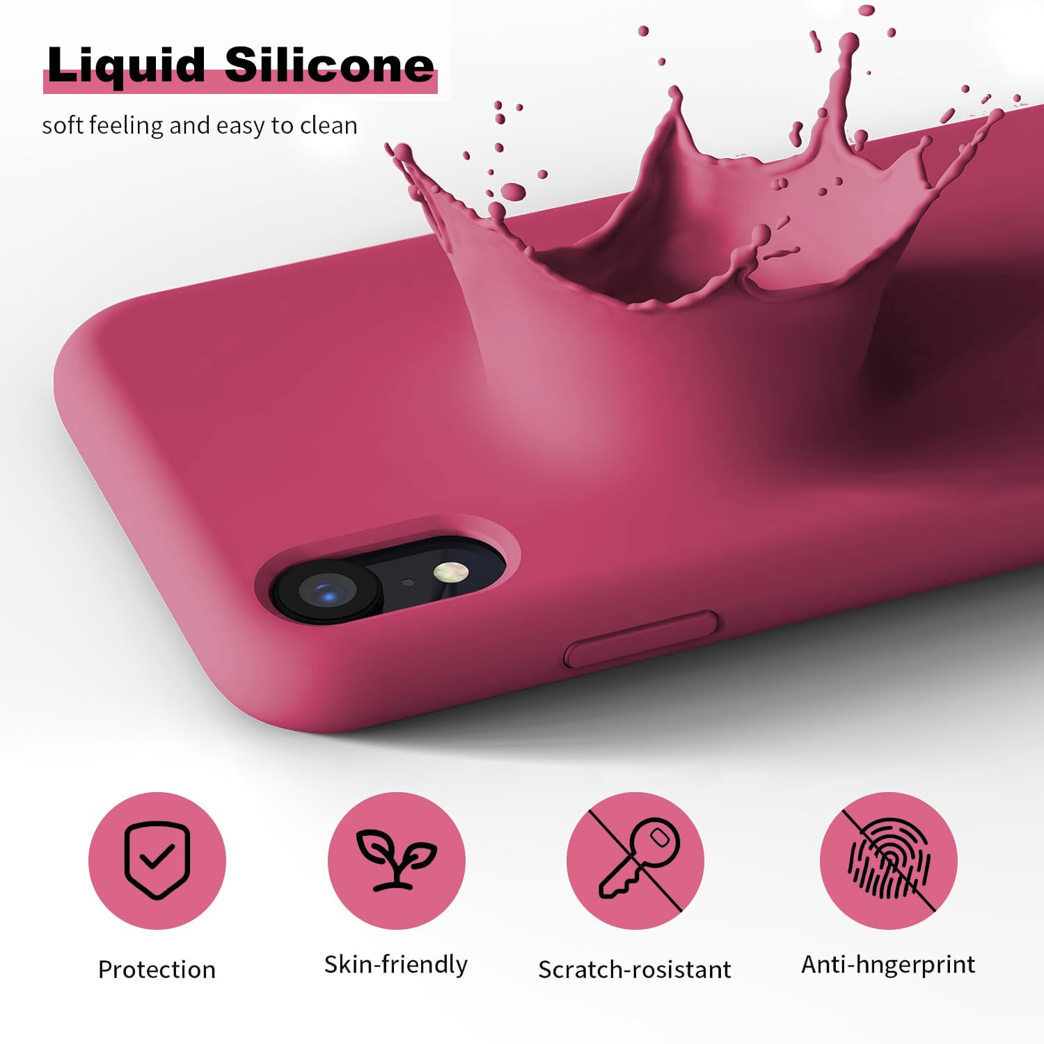 TAXXOE Silicone Case with iPhone XR Case Soft Ultra Slim Protective Shockproof Liquid Silicone Phone Case,Anti-Scratch Microfiber Lining,6.1 inch-Bright Pink - Image 3