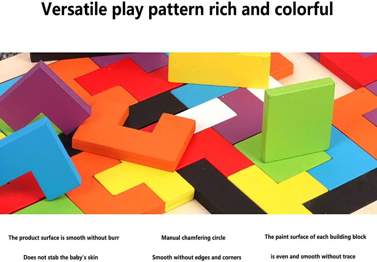 2 Stück Holz-Tangram Puzzle Tetris – Geometrische Blöcke, Montessori-Spielzeug Ab 3 Jahre