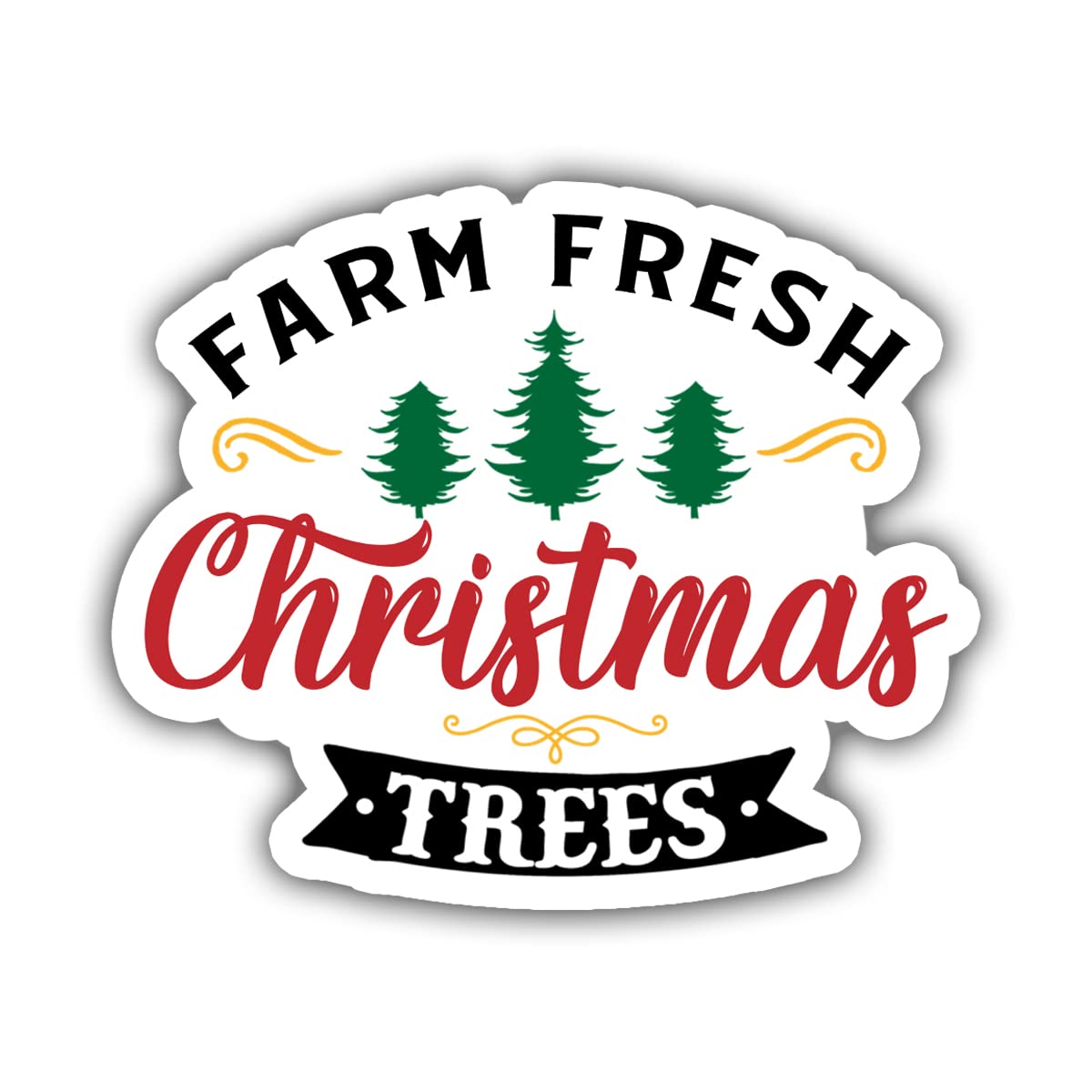 SODAVA | Farm Fresh Christmas Tree Sticker, Christmas Pine Fir Spruce Cedar Tree Farm Stickers for Laptop Water Bottle Phone Accessory Boat Car Bumper