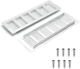 Yinpecly 2PCS Aluminum Alloy Air Vent 250mm Length Rectangle Ventilation Grille Louvered Grill Cover 9.84'' x 3.15'' (LxW) for Wardrobe Shoes Cabinet Sink Kitchen Wall Ceiling and Floor Exhaust Vent