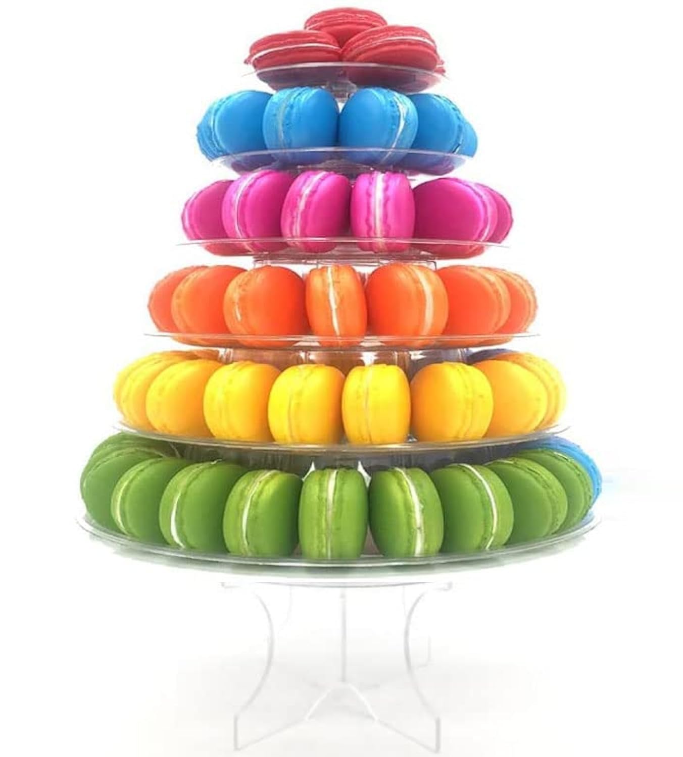 Cheerico 6 Tier Round Macaron Tower Macaron Stand to Hold 90 Macarons with Acrylic Riser Legs Clear MCR-STAND 0