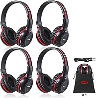 SIMOLIO 4-Pack Dual Channel IR Wireless Headphones for Honda Odyssey, Chrysler Pacifica, Toyota Sienna, Car DVD Rear Entertainment Systems