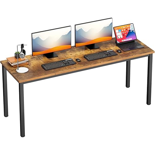 DlandHome 71 inches X-Large Computer Desk, Composite Wood Board, Decent and Steady Home Office Desk/Workstation/Table,23.6 Wide, Retro