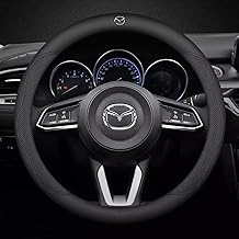 MMHGFIR Car Leather Steering Wheel Cover for Mazda 2 3 5 6 CX-3 CX-5 CX-7 CX-9 CX-30 MX-30 MX-5, Fashion Non-Slip Leather Breathable Steering Wheel Cover, Non-Slip Wear-Resistant 37-39 cm/14.5-15.5