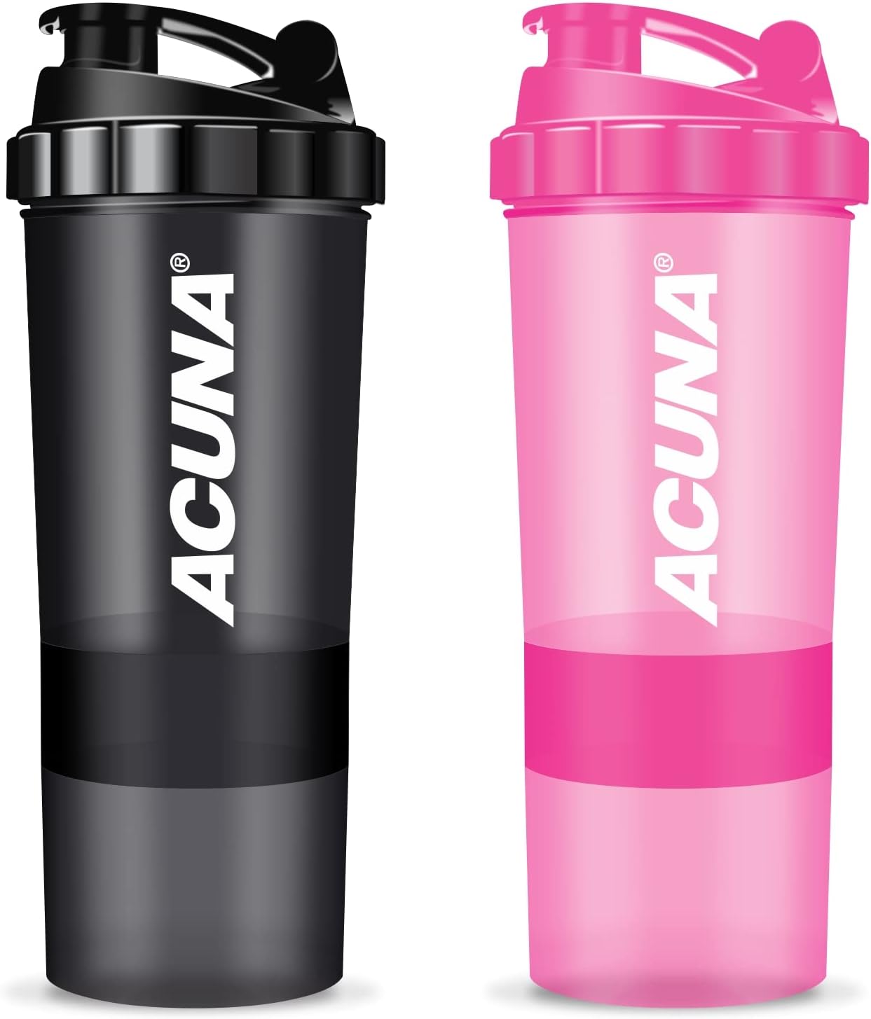ACUNA Protein Shaker Bottle 600 ML Pack of 2, Protein Shake Mixer