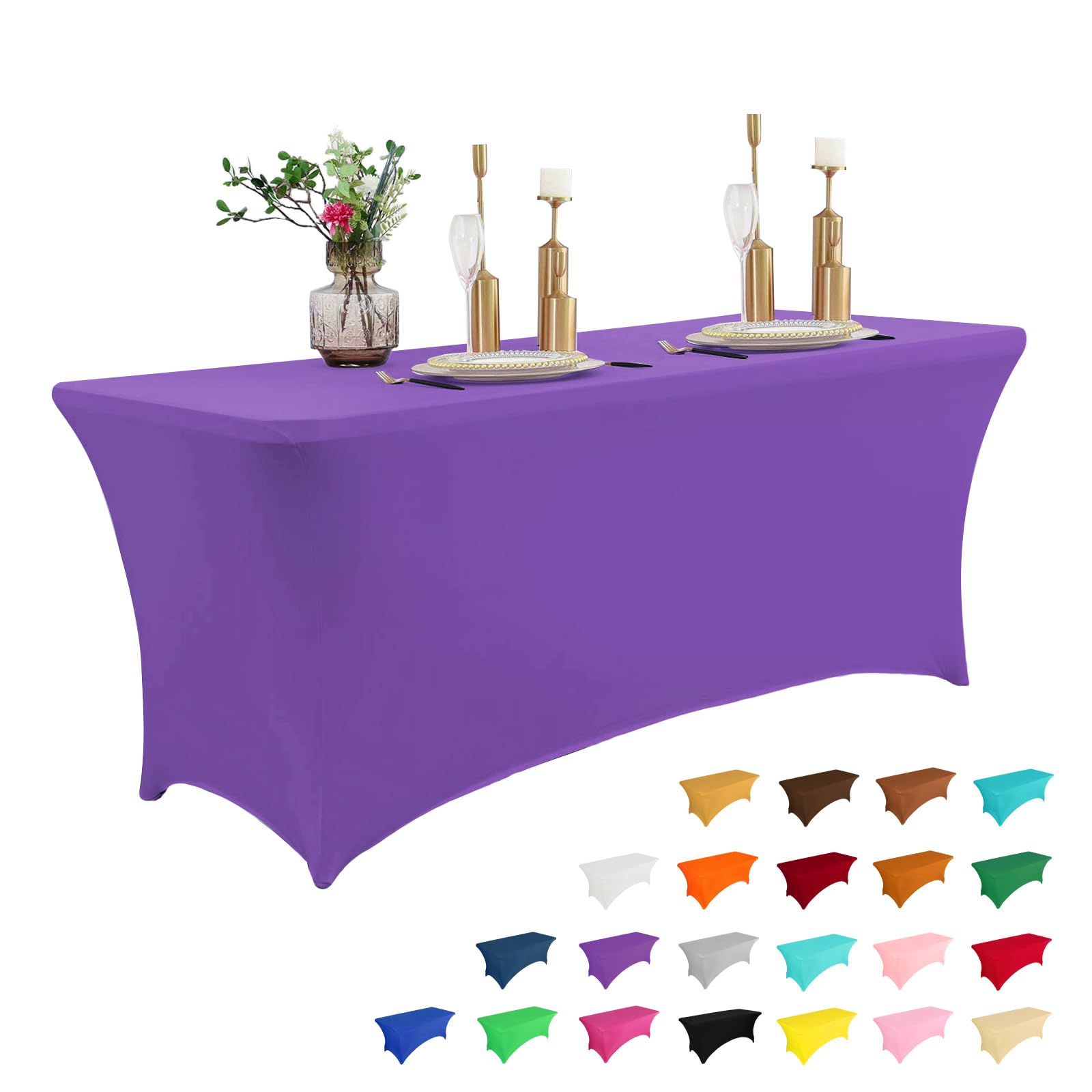 Photo 1 of IVAPUPU 6FT Table Cloth for Rectangular Spandex Purple Table Cover
