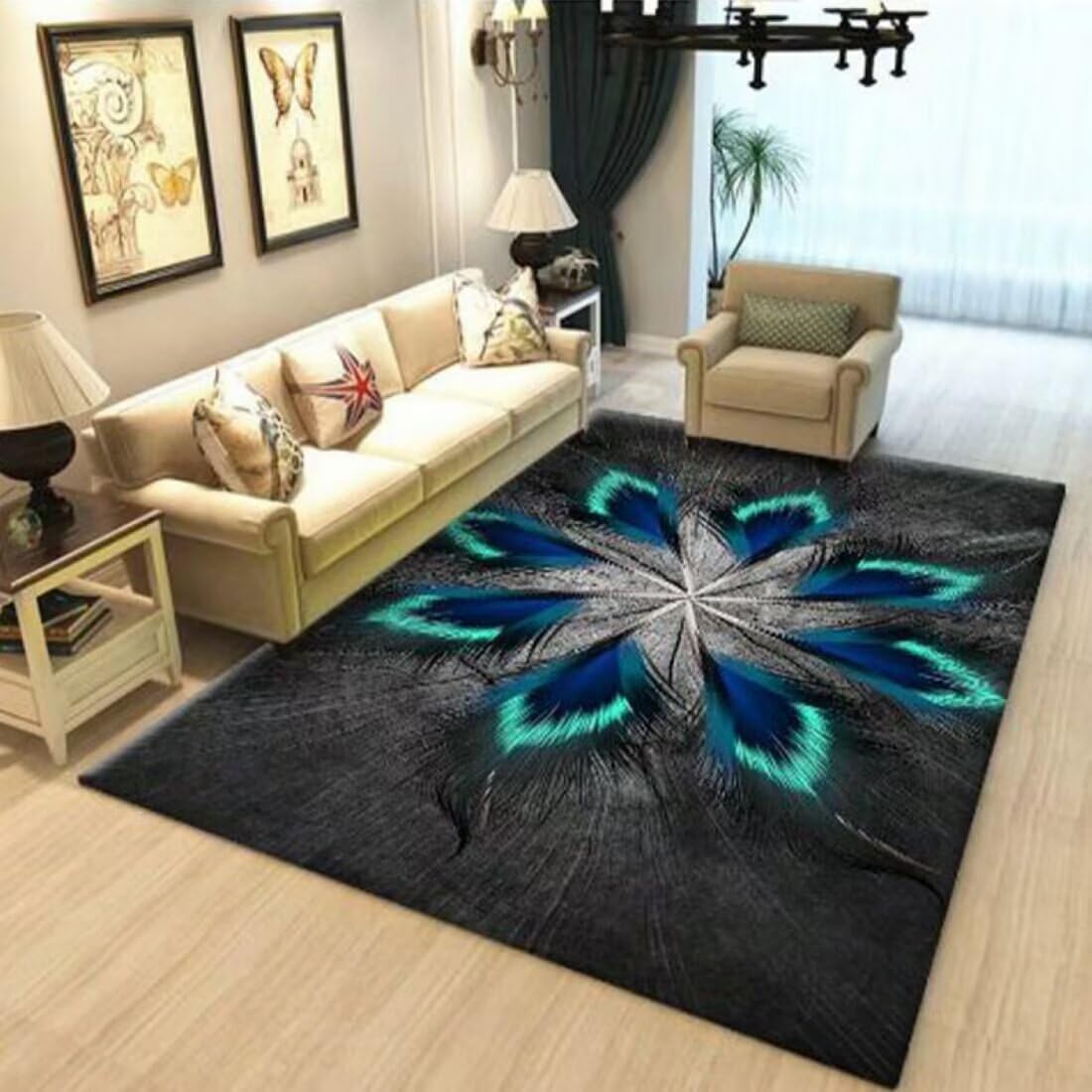 Teppich Klein Rund Schönes Blumenmuster Design Wohnzimmer Schlafzimmer Zubehör feuchtigkeits- und staubdicht 120X200CM