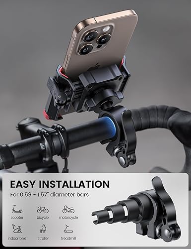 Miniatura 6 de Lamicall Soporte de teléfono para motocicleta - cámara sin bloqueo bloqueo 1S abrazadera de soporte para teléfono celular de bicicleta, clip para