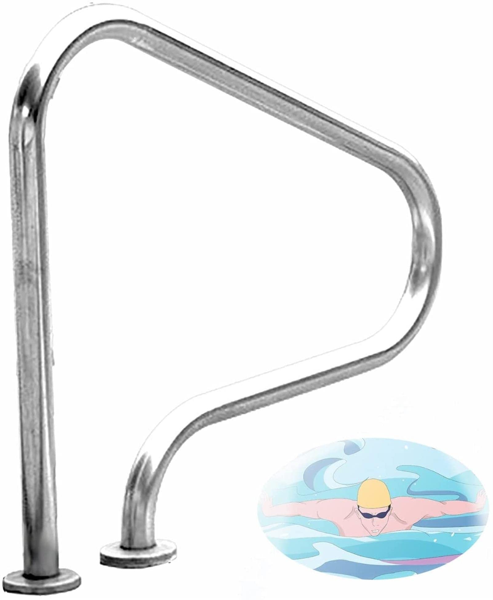 Main courante de piscine enterrée en inox 304 avec base amovible