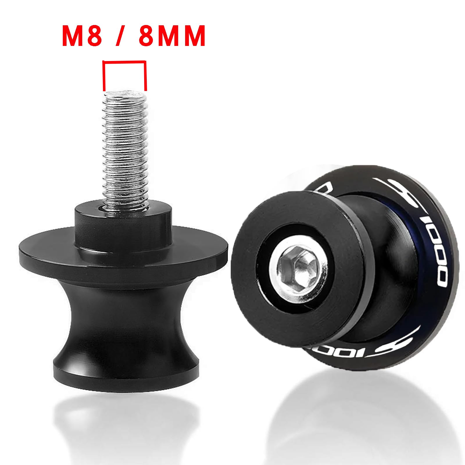 QJY Per S1000R RR XR Moto M8 Nottolini Cavalletto Appoggi 8MM Bobbine Per B-M-W S1000R S1000RR S1000XR S1000RR HP4-Nero