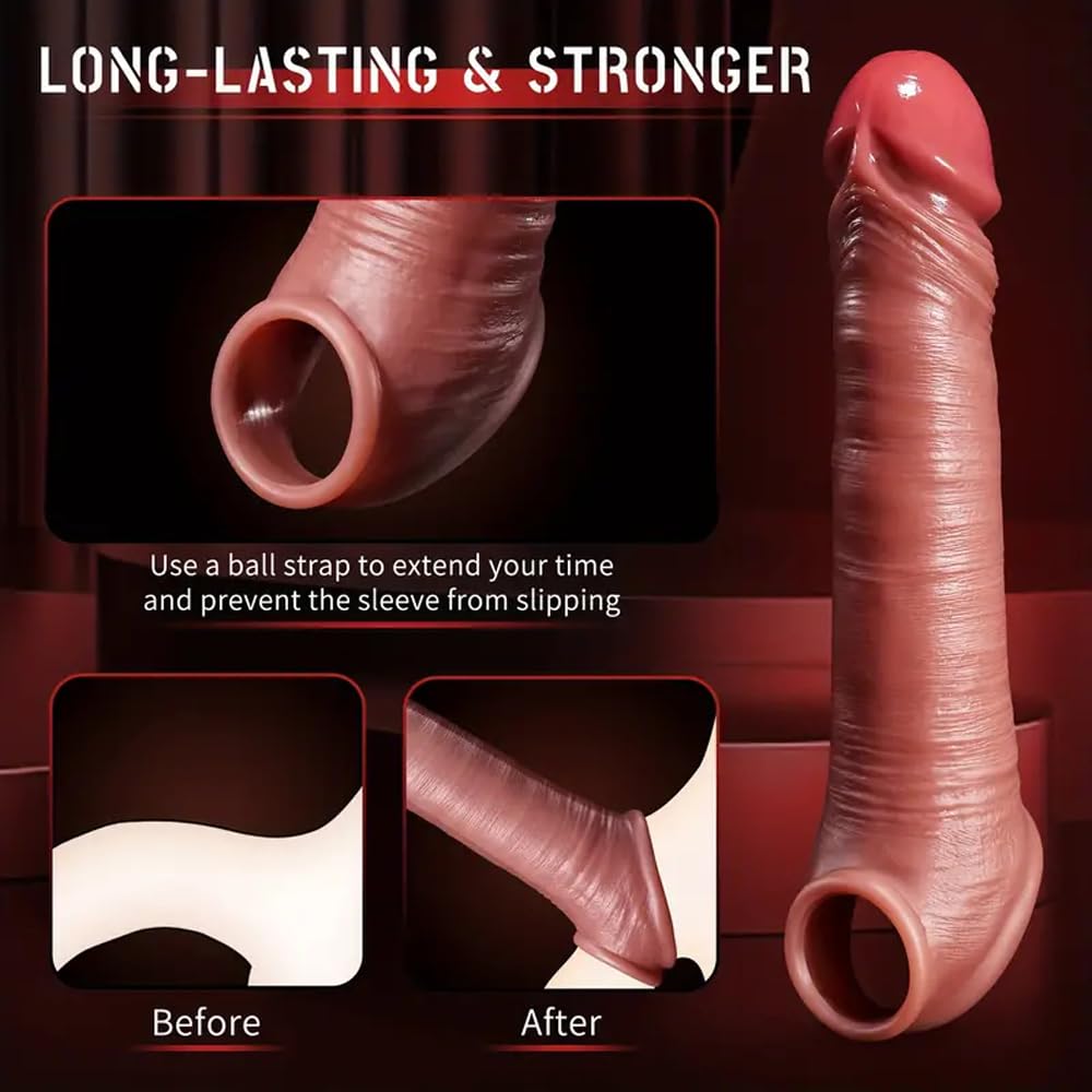 Guaina Pene con Anelli per Coppia, Silicone Penis Sleeve con Cock Ring Sex Toy per Uomo, per Guaine Prolunghe e l'ingrandimento del pene, Ritarda l'eiaculazione, Aumenta per L'erezione(YFBA-005)