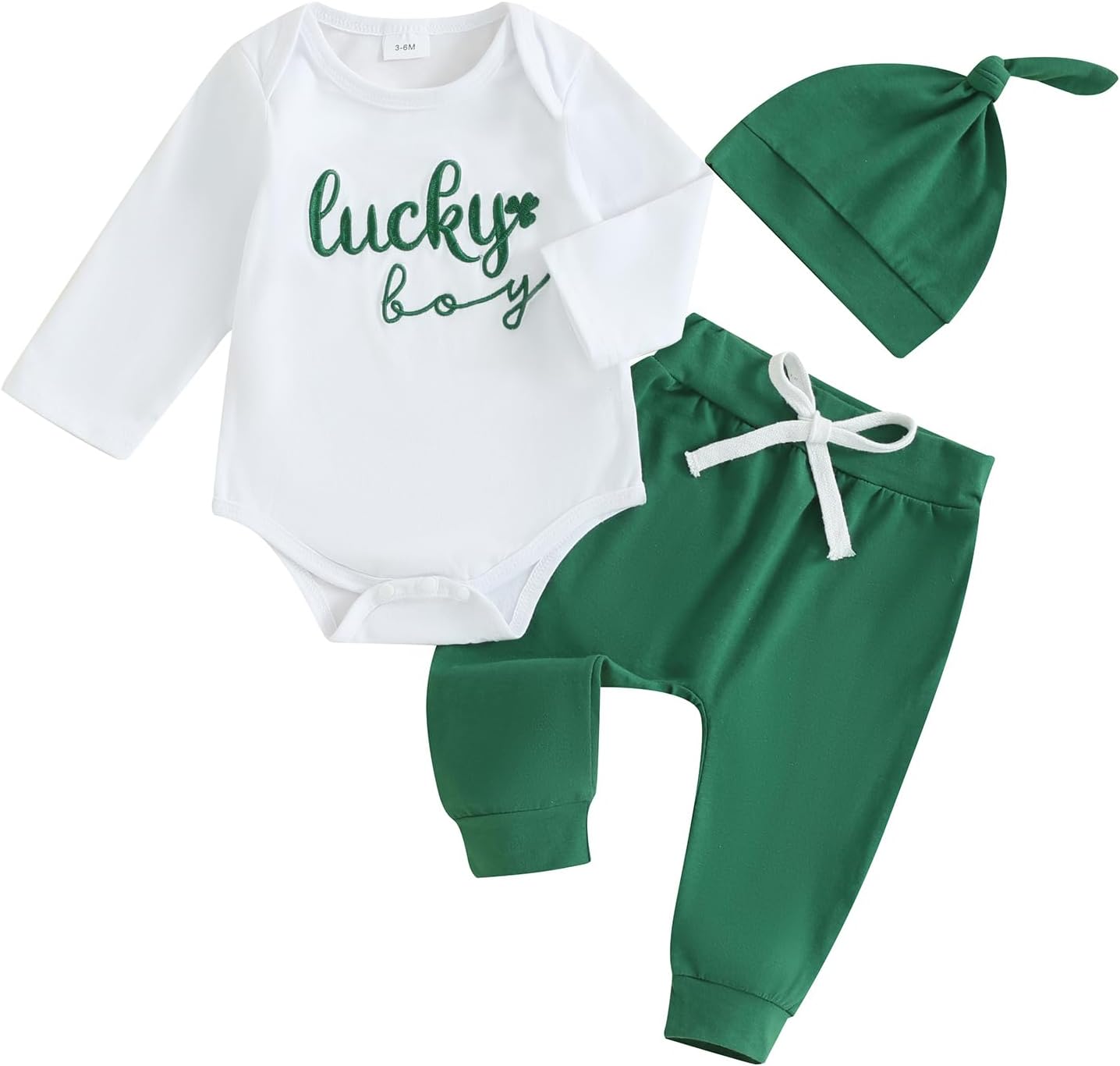 Twopumpkin Easter Baby Boy Outfit Newborn Long Sleeve Bunny Lamb Onesie Romper+Pants+Hat Infant Toddler Clothes Set