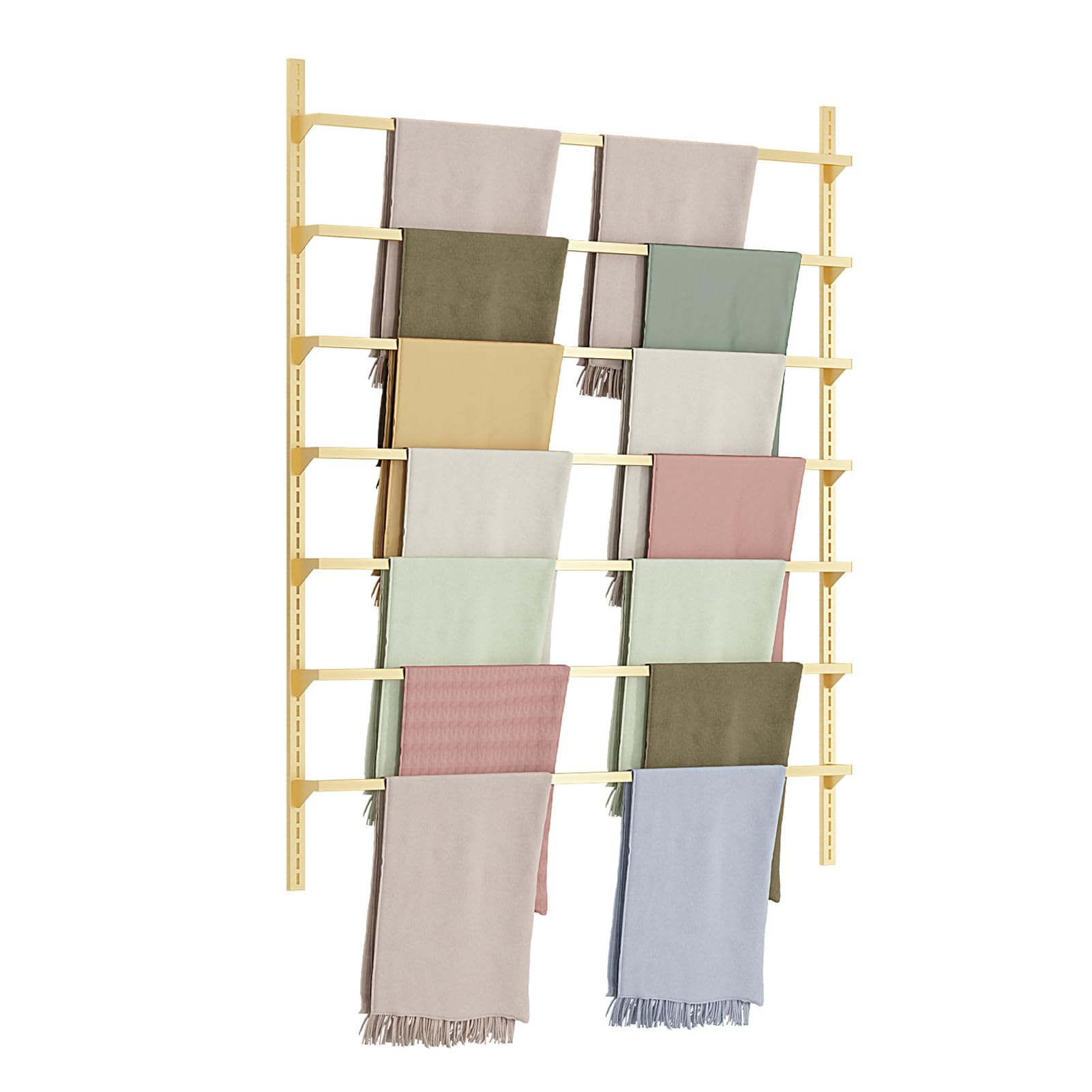 Estante para Corbatas y Bufandas de 7 Niveles, Estante Organizador para Toallas, Cinturones y Cintas, Barra para Colgar, Estante para Corbatas de Montaje en Pared, Estante para Bufandas para