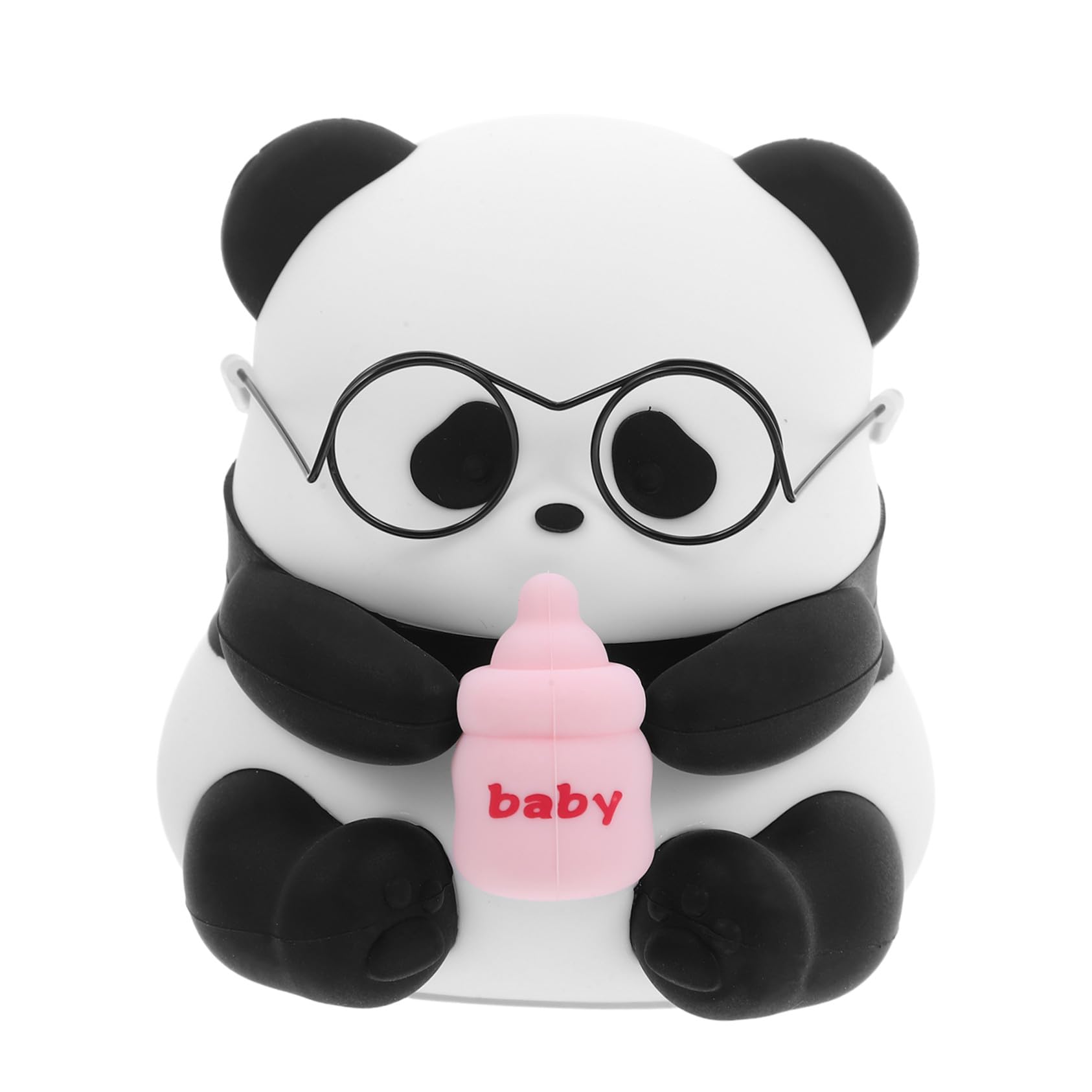 HOMSFOU Lámpara de Noche LED Panda Sentado Negra para Dormitorio | Silicona Abs Pc, Control Táctil y Diseño Portátil, Cable Type-c Incluido para Uso en Camping
