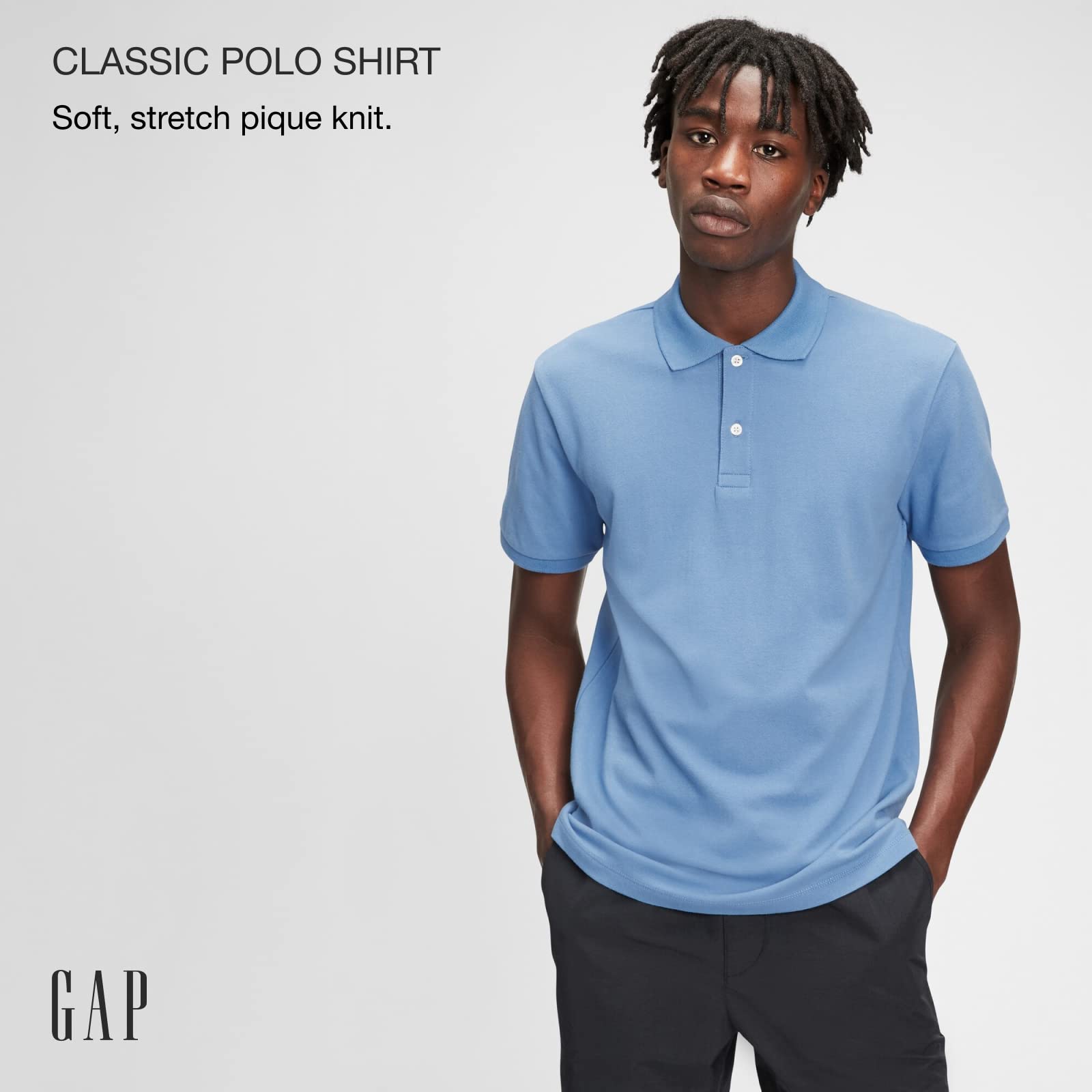 GAP Polo Piqué Elástico En V, Sólido Camisa Hombre