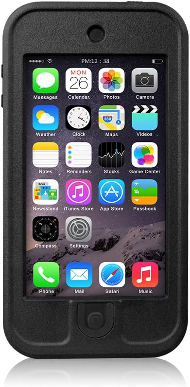 FAVOLCANO iPod Touch 5th Generation Waterproof Case, Newest Waterproof Shockproof Dirtproof Snowproof Dustproof Sweatproof Heavy Duty Defender Case Durable Full Sealed Protection Case with Kickstand for Apple iPod Touch 5th (Black)