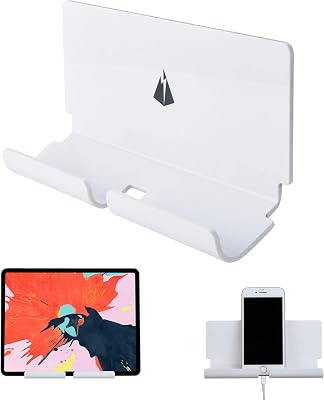 Adhesive Wall Phone Tablet Holder Mount Stand for Tablet Smartphones eReader Wall Holder Mount Shelf (White)