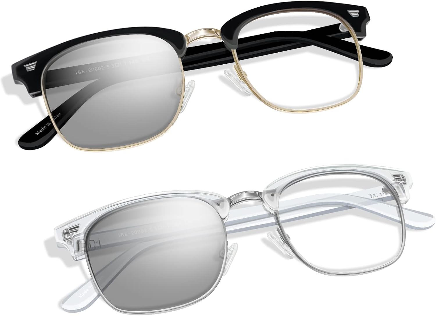 i-Gof Blue Light Blocking Glasses Semi Rimless, Photochromic Computer Glasses with TR-90 Metal Frame and No Degree Clear Lens, Gaming/TV/Phones Eyeglasses for Women Men