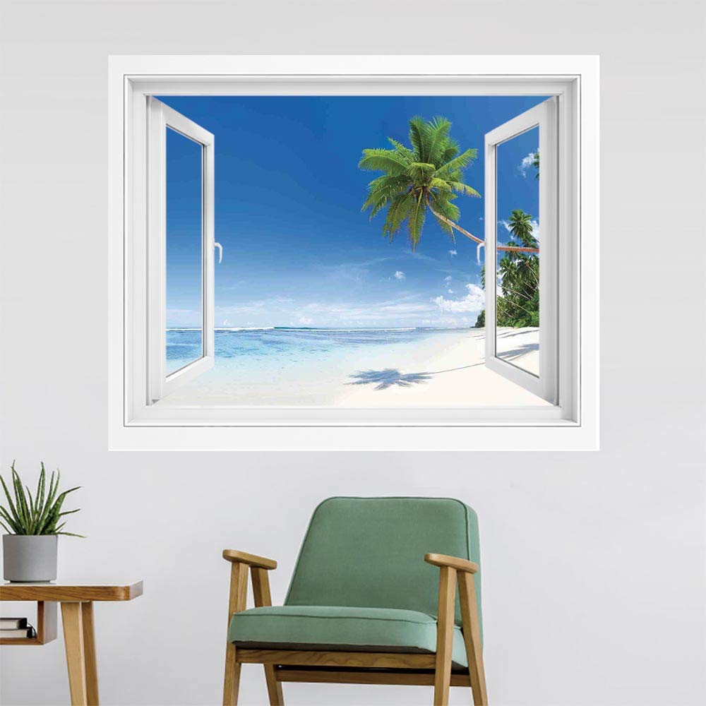Amazon.co.jp: 海 壁紙風景画 壁飾り絵 150x120 cm 海のヤシの木