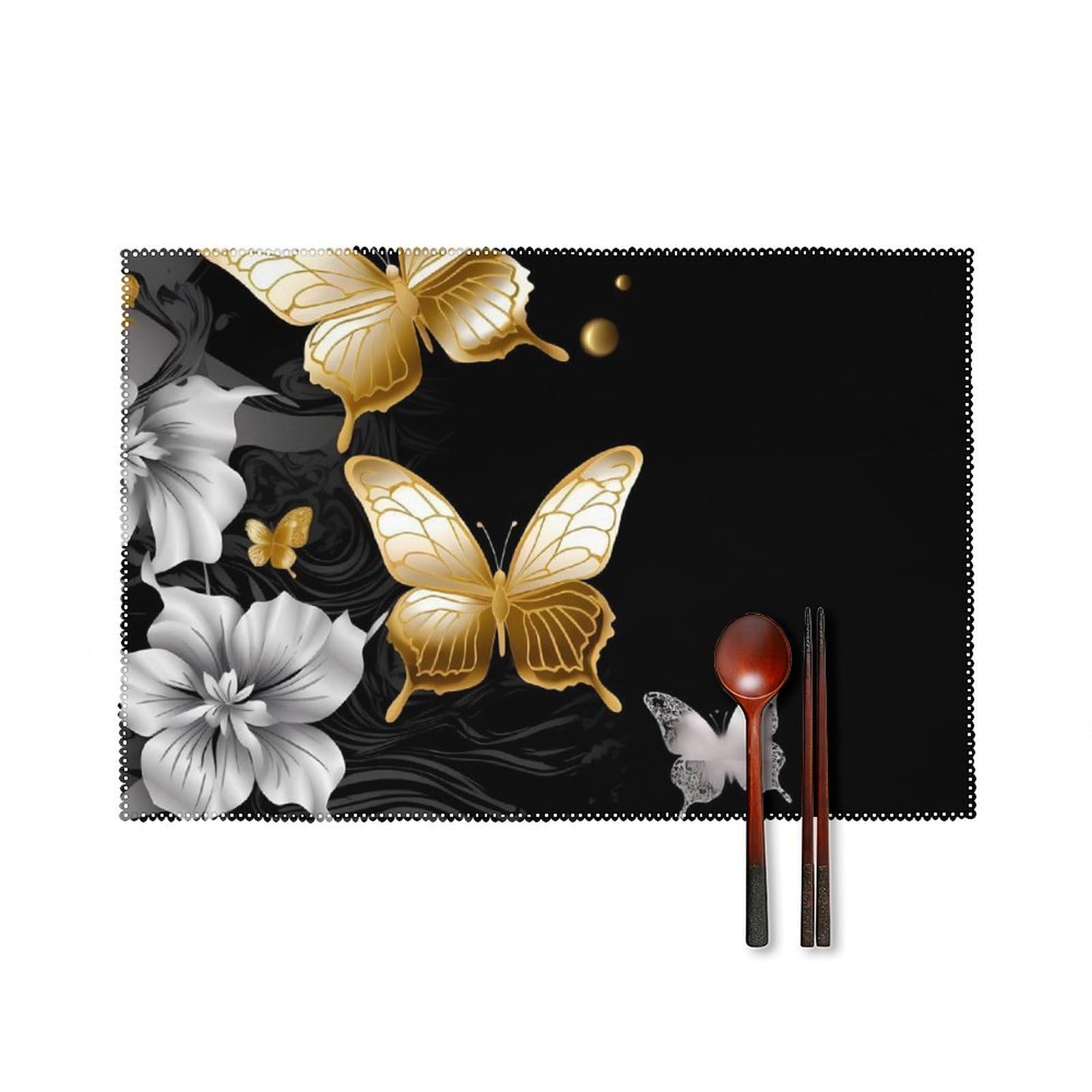 Set de table pour salle à manger lavable au motif papillon chic lot de 6