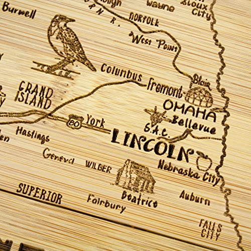 Image of Totally Bamboo A Slice of Life Nebraska Engraved Map Cutting Board