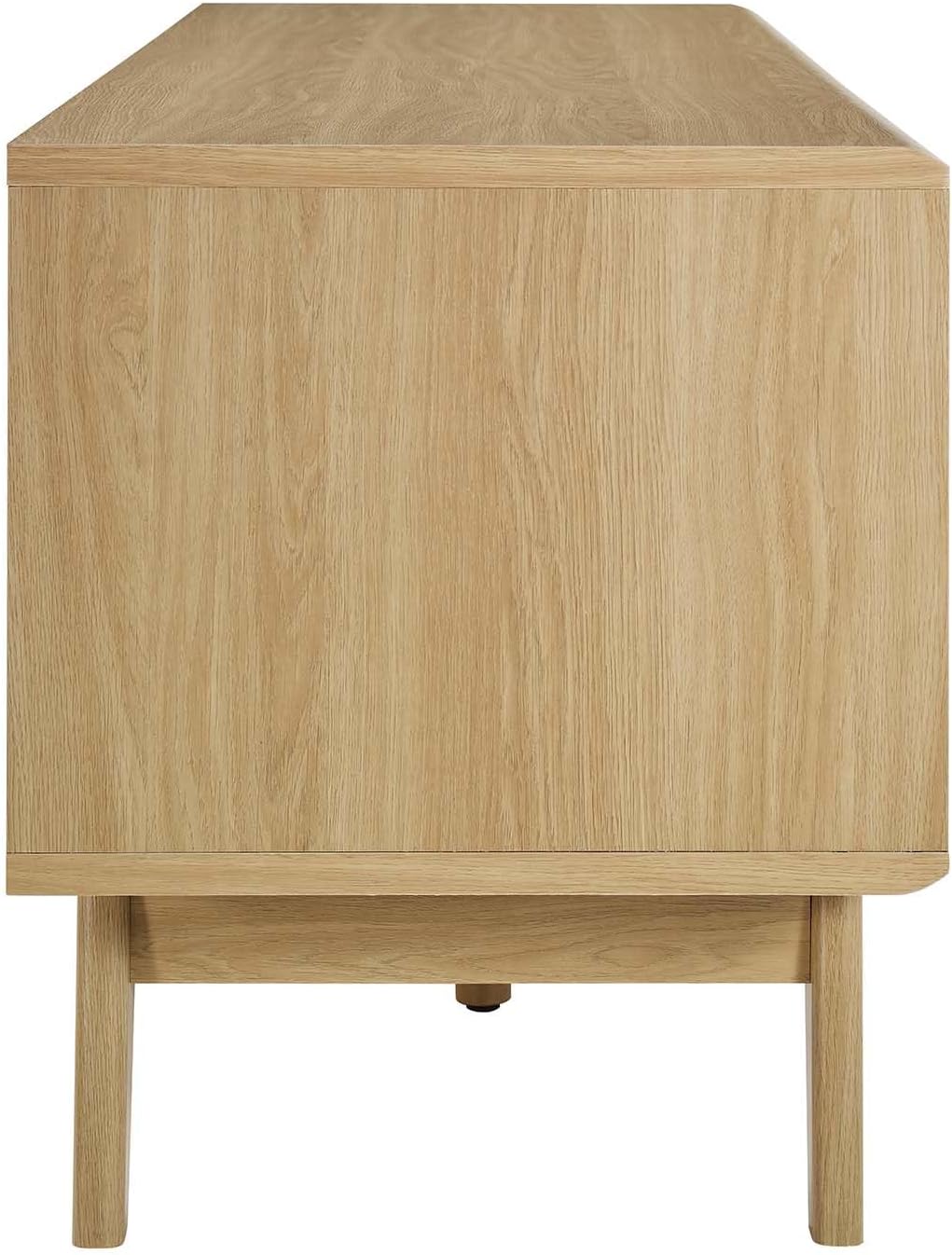 Oak 59" TV Stand with Slatted Sliding Doors