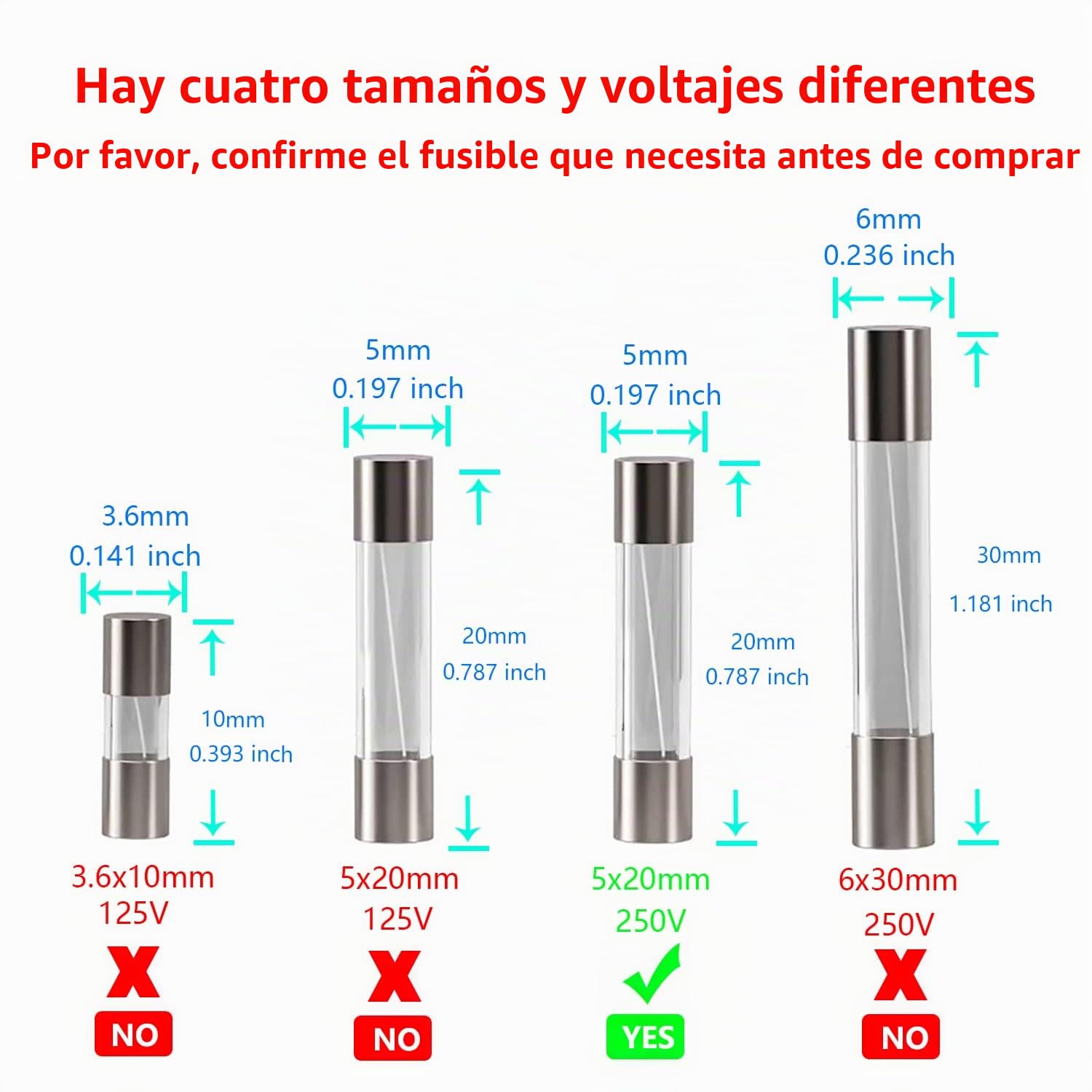 T10AL250V 20 piezas 5x20mm fusible de vidrio de soplado lenta 10A 250V 0,2 x 0,78 pulgadas fusible de retardo de tiempo