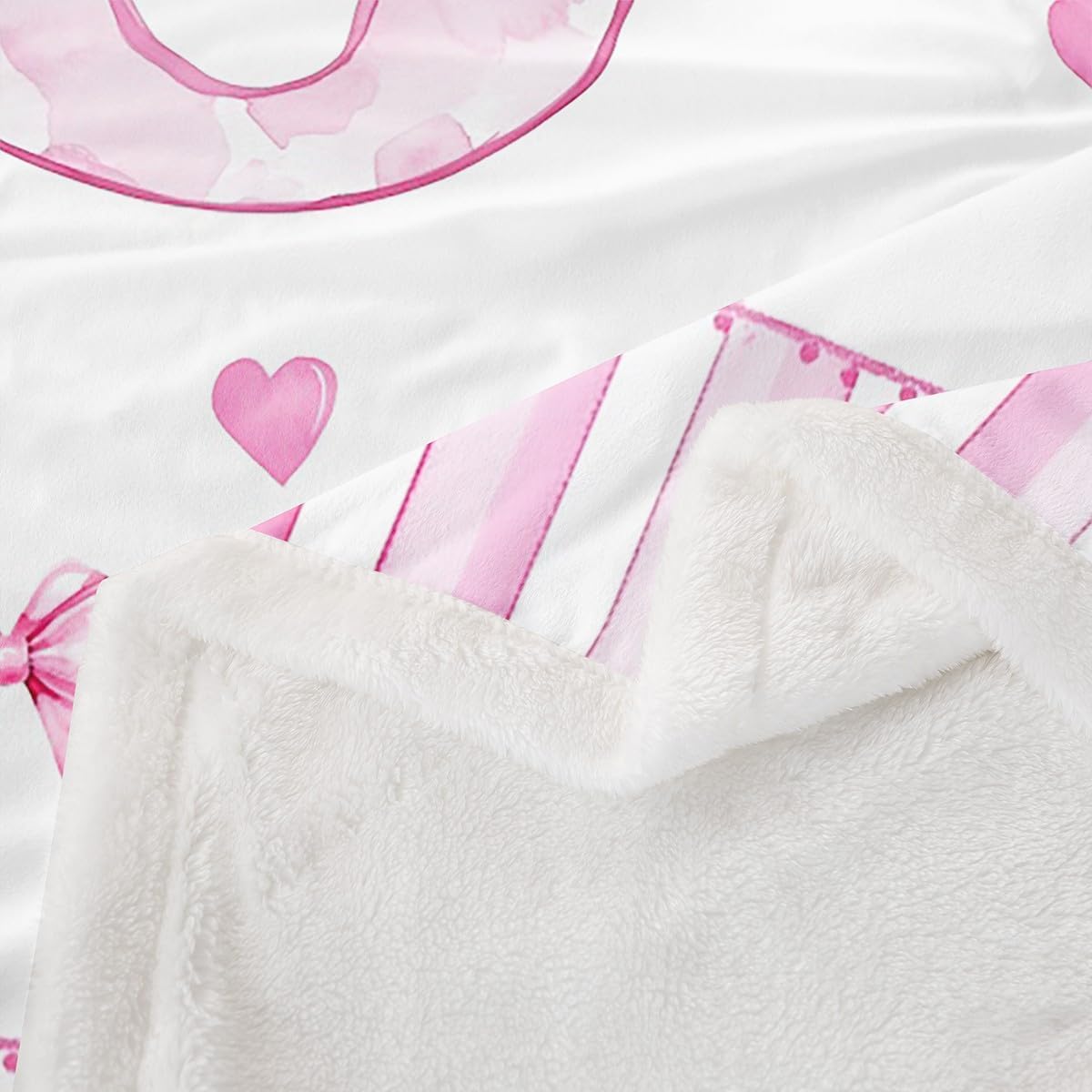 Castle Fairy Kawaii Pink Bow Love Hearts Throw Blanket for Kids,Girly Personalized Initial O Fashion Fleece Throw Blanket for Bedroom Sofa Dorm Decor,Bowknot Lightweight Bed Blanket,40 x 50 Inches image 4
